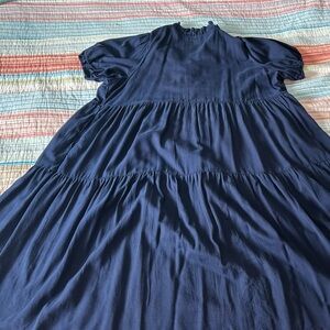 Crown & Ivy Navy Blue Tiered Dress w/ pockets